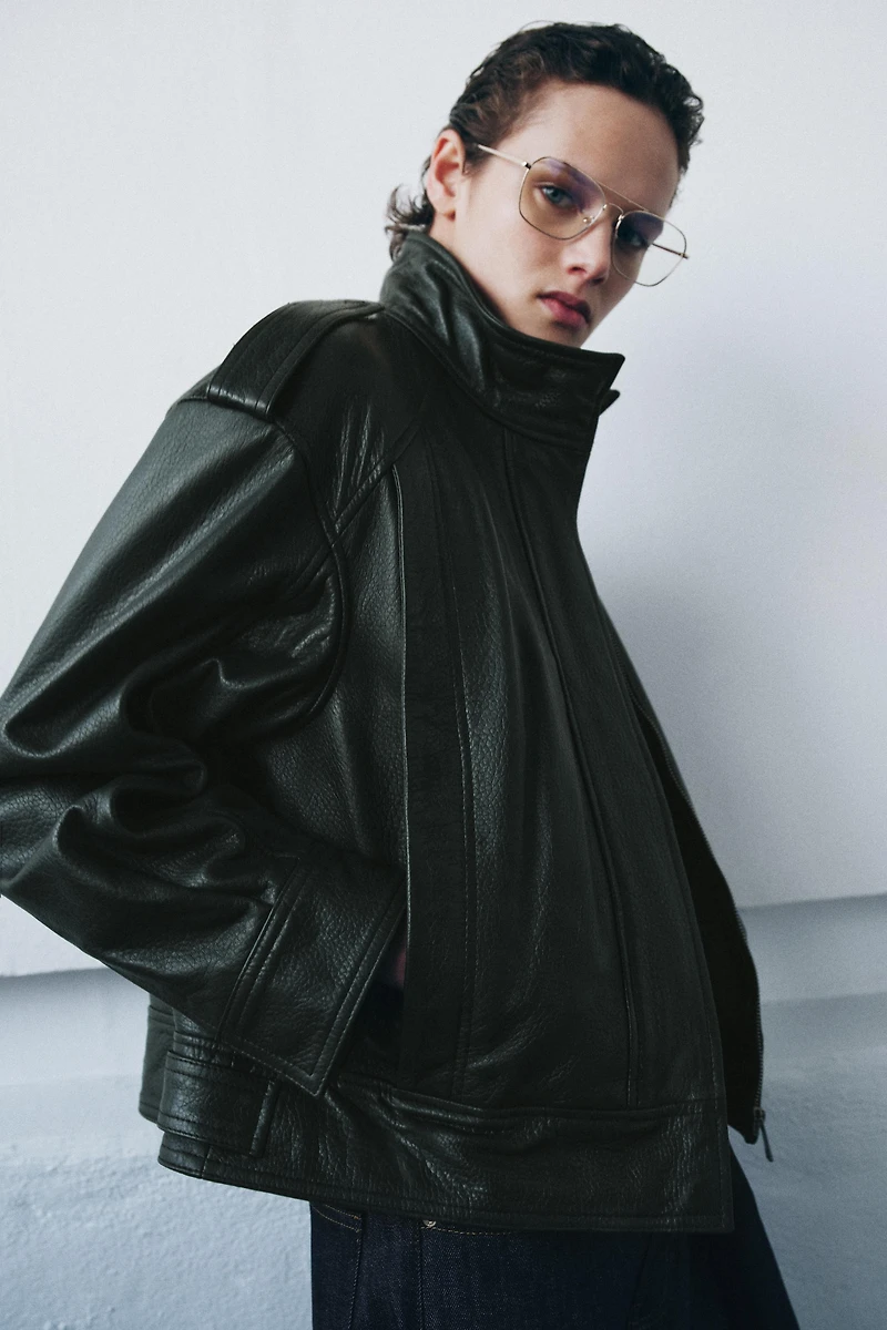 LEATHER BOMBER JACKET ZW COLLECTION LIMITED EDITION
