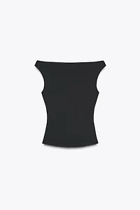 OFF-THE-SHOULDER RIBBED T-SHIRT