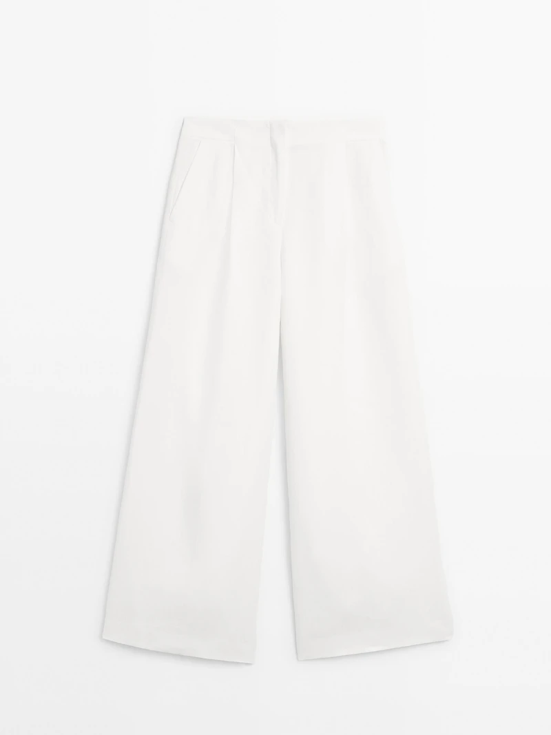 100% linen darted suit trousers