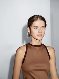 100% cotton halter top with contrast detail