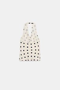 POLKA DOT SATIN EFFECT HALTER TOP