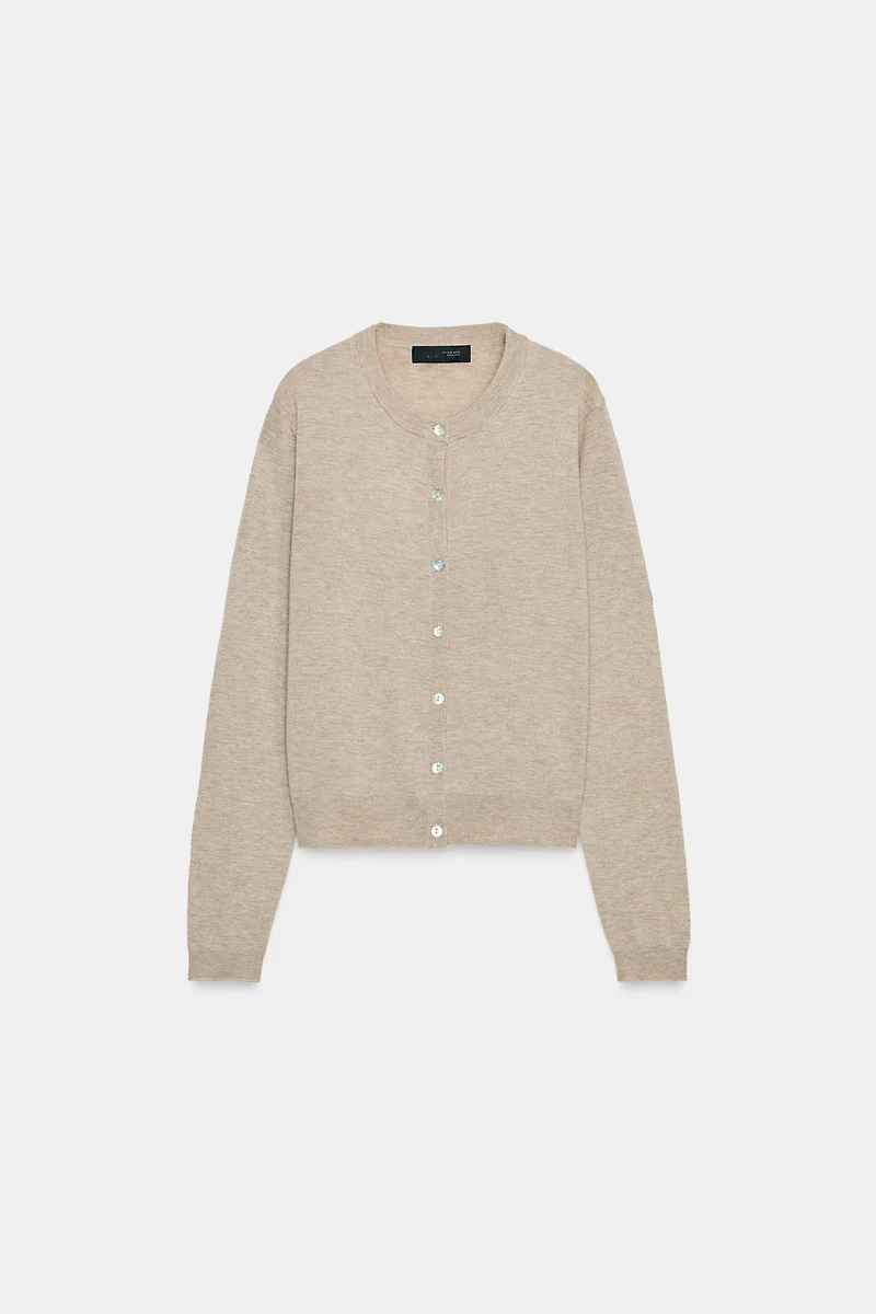 LONG SLEEVE WOOL BLEND CARDIGAN