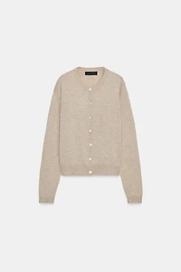 LONG SLEEVE WOOL BLEND CARDIGAN