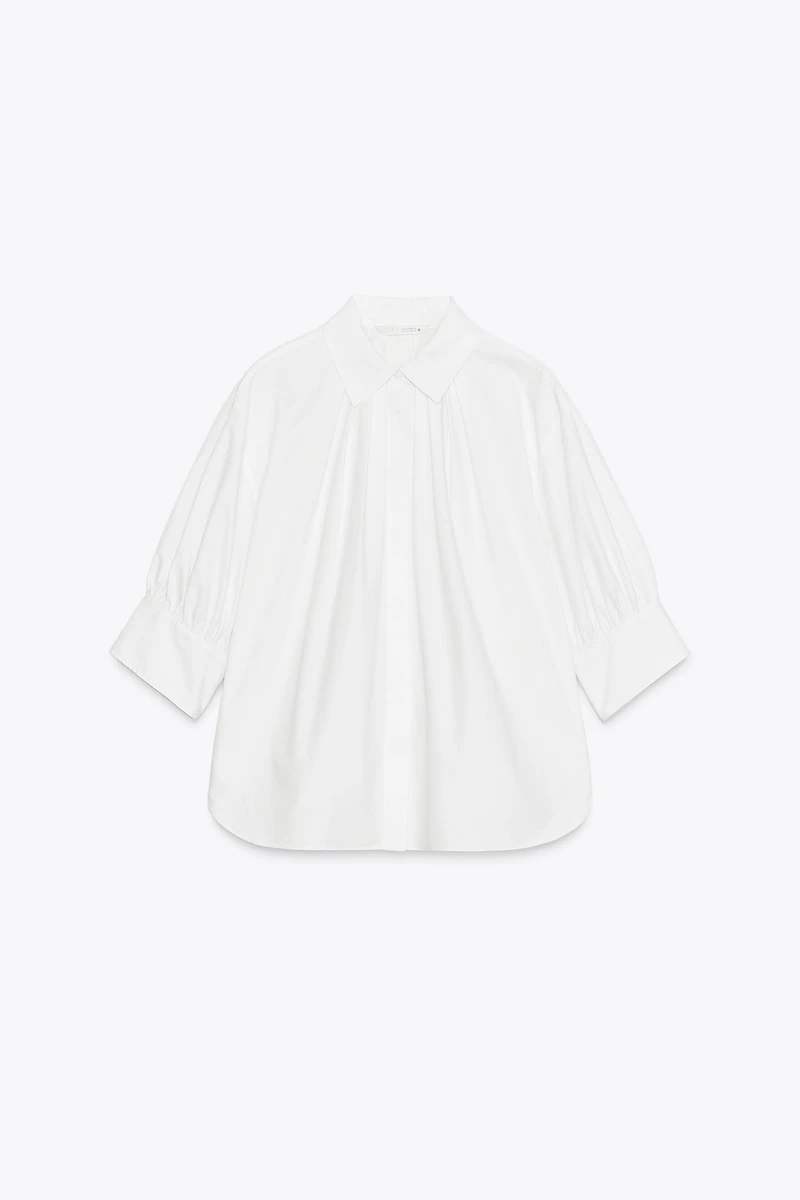 ZW COLLECTION PLEATED BALLOON SLEEVE SHIRT