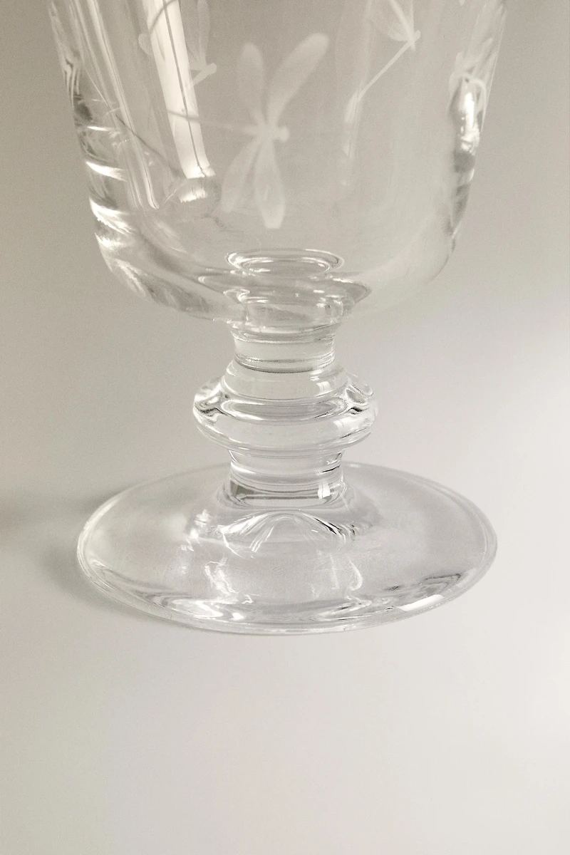 DRAGONFLY PRINT WINE GLASS