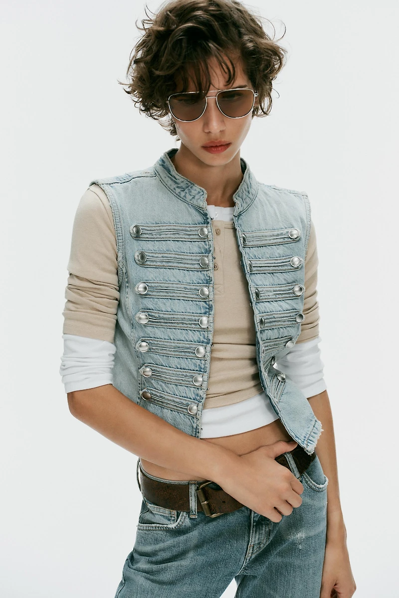 TRF DENIM BUTTON VEST
