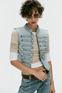 TRF DENIM BUTTON VEST