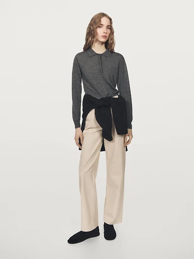 Wool knit polo sweater