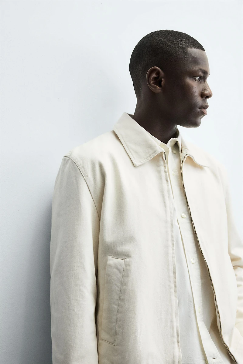 TEXTURED ZIP-UP OVERSHIRT