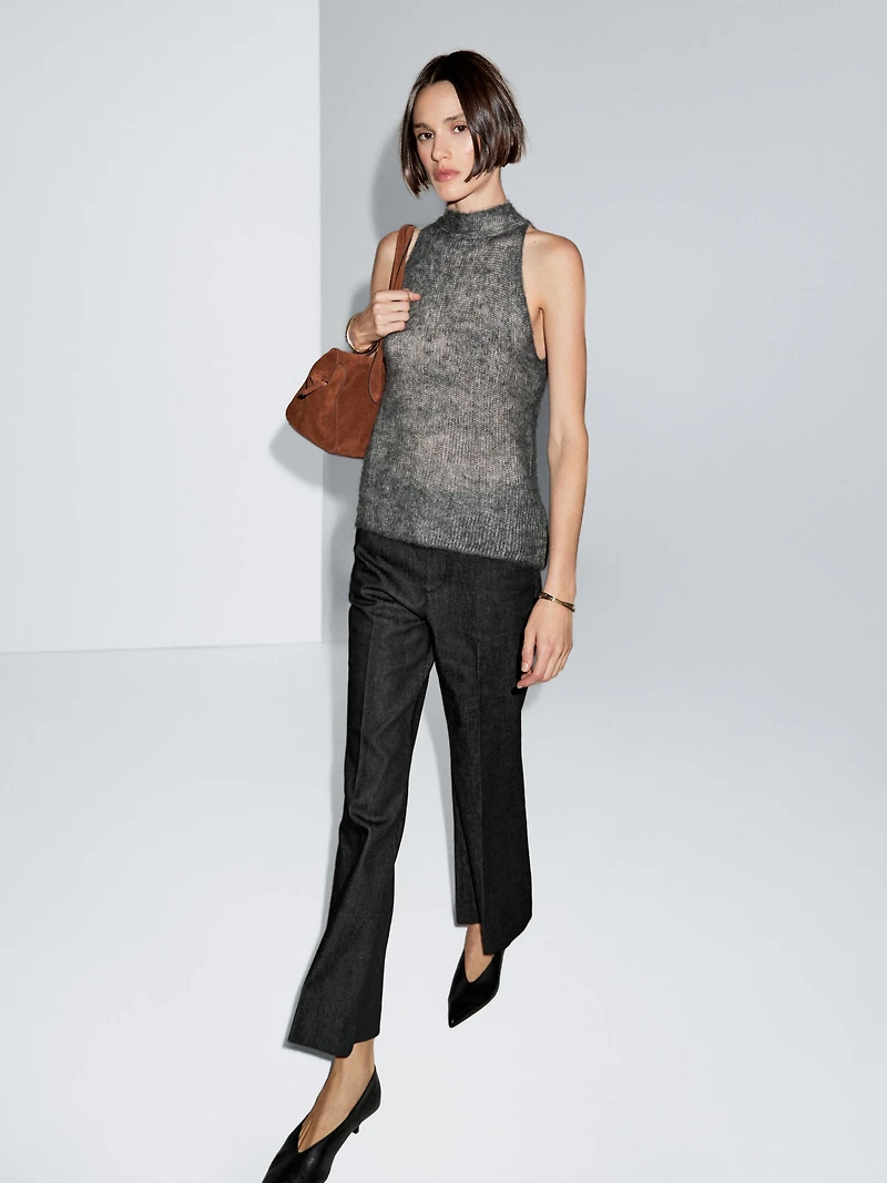 Alpaca and wool knit halterneck top