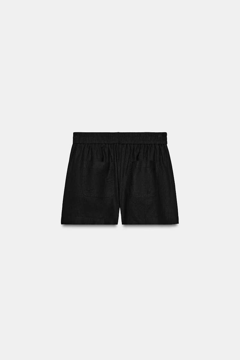 LINEN SHORTS WITH ELASTIC WAIST