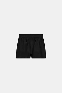 LINEN SHORTS WITH ELASTIC WAIST