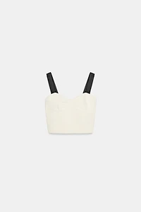 CONTRAST STRAP KNIT CROP TOP