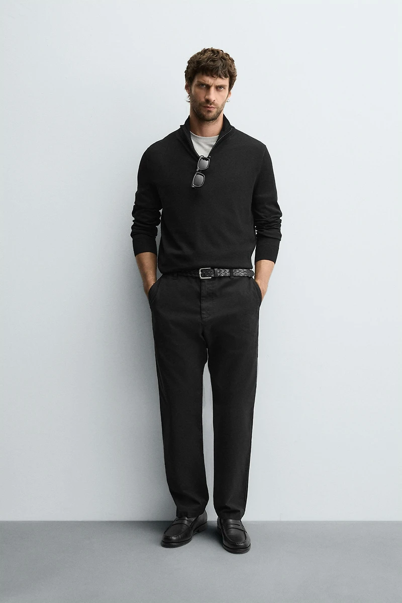 100% WOOL QUARTER-ZIP SWEATER