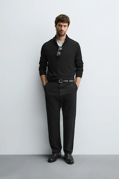 100% WOOL QUARTER-ZIP SWEATER