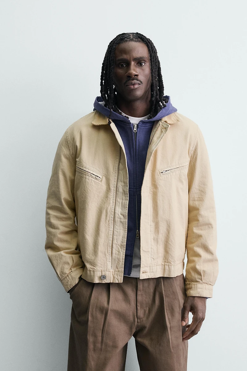 CROPPED FIT CORDUROY COLLAR JACKET