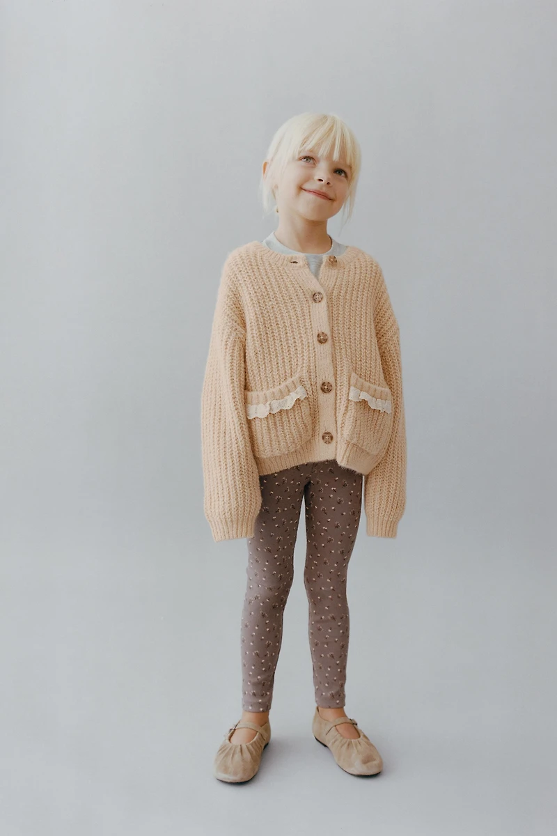 LACE POCKET KNIT CARDIGAN