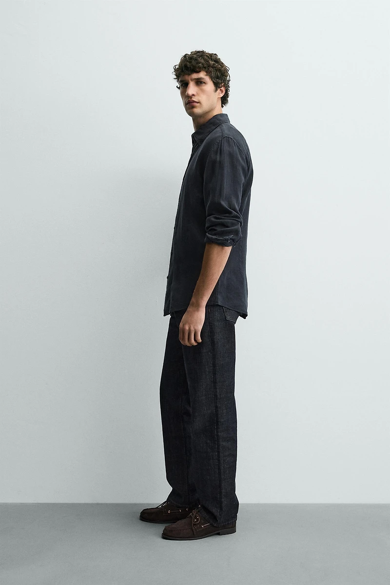 REGULAR FIT 100% LINEN SHIRT