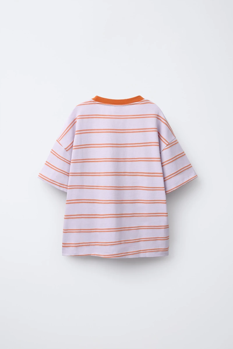 STRIPED AND TEXT T-SHIRT