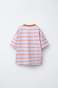 STRIPED AND TEXT T-SHIRT