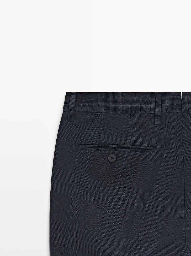 Pantalon de costume à carreaux en laine froide