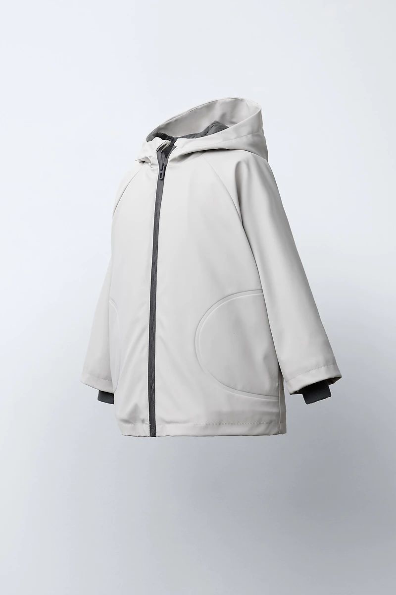 WATER RESISTANT RUBBERIZED FLEECE LINED RAINCOAT