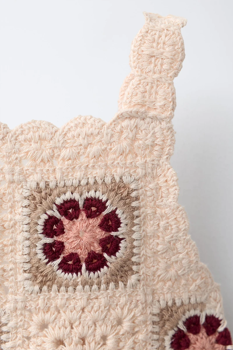 CROCHET FLOWER KNIT OVERALLS