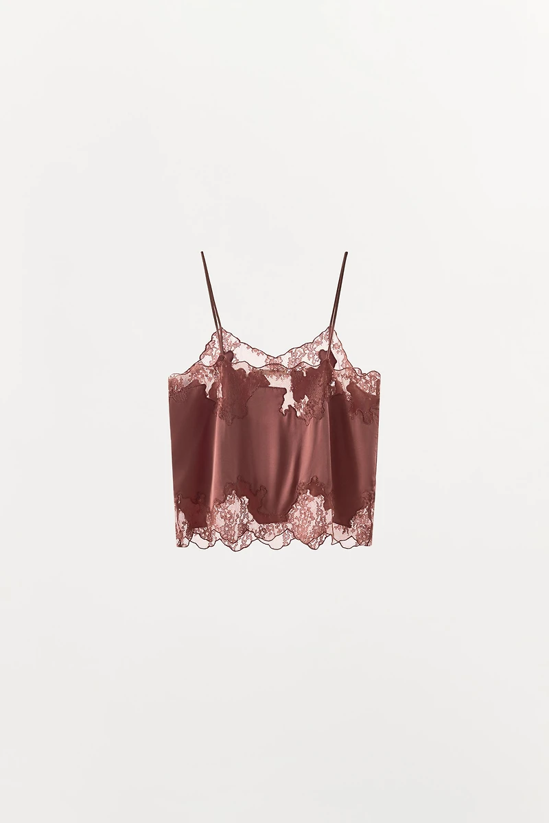 SATIN LACE CAMISOLE TOP