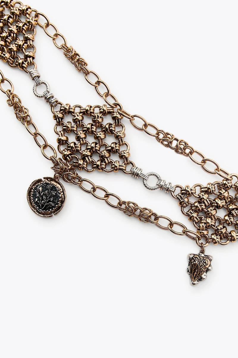 CEINTURE MÉTALLIQUE LOSANGES MÉDAILLES