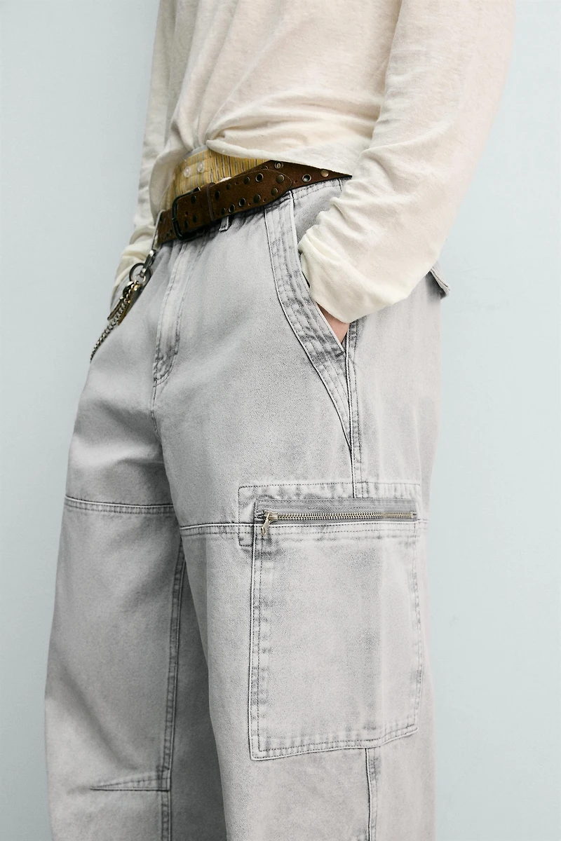 PANTALON CARGO PARACHUTE DÉLAVÉ