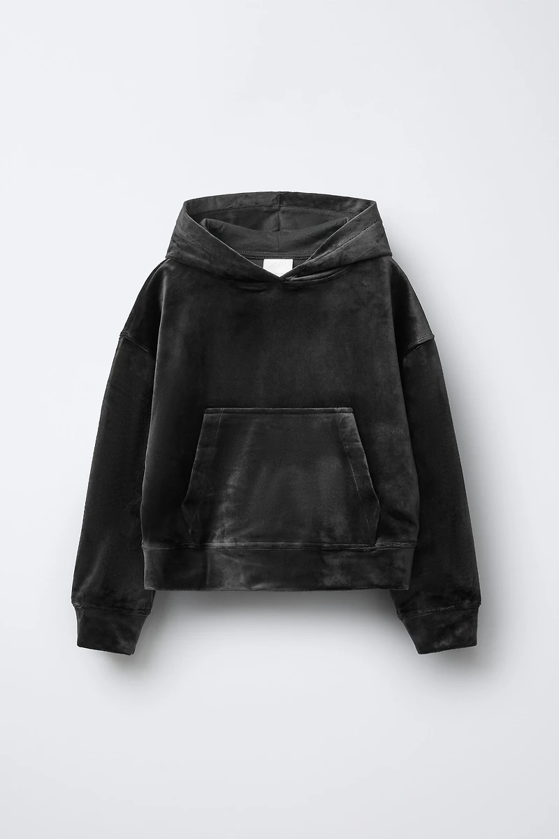 HOODIE AND WIDE LEG VELOUR PANTS SET