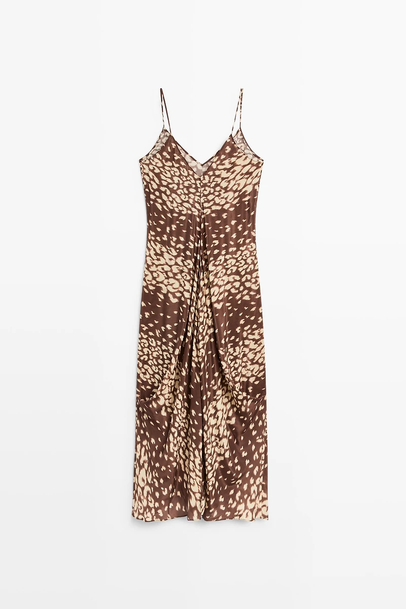 Flowing animal print midi dress