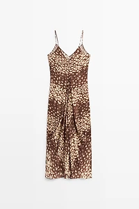 Flowing animal print midi dress