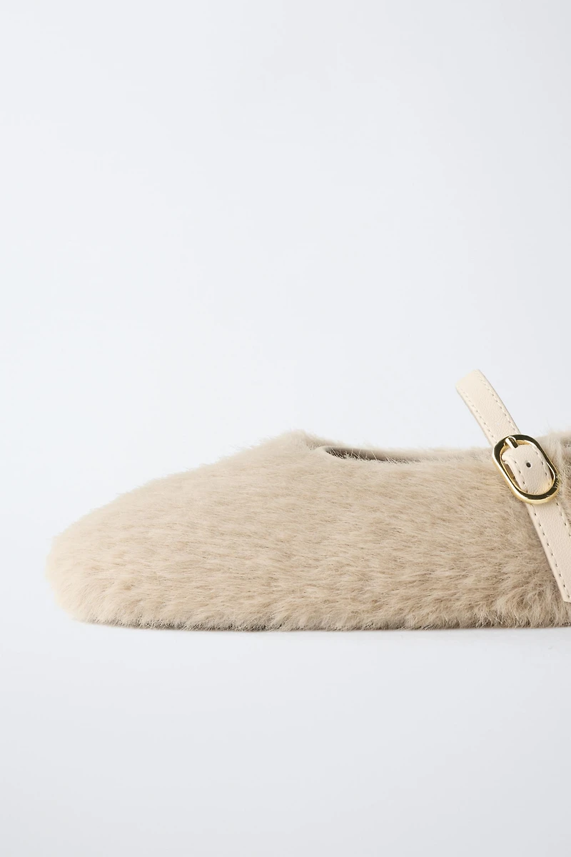 FAUX FUR BALLET FLATS