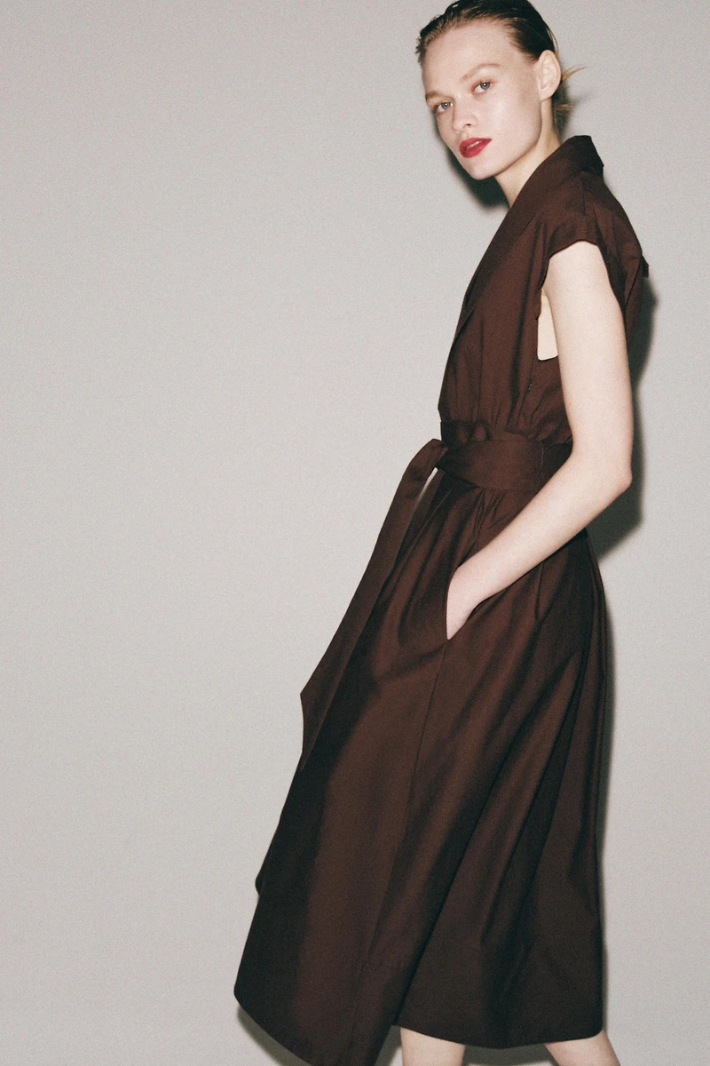ZW COLLECTION PLEATED POPLIN DRESS