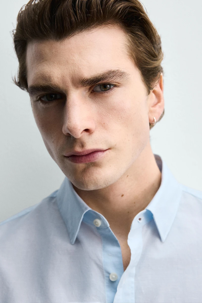 REGULAR FIT COTTON-LINEN SHIRT