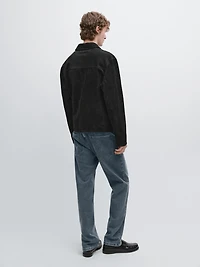 Suede leather zip-up jacket