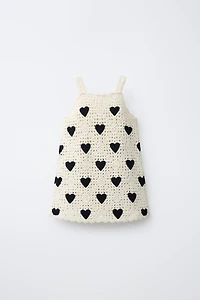 CROCHET KNIT HEART DRESS