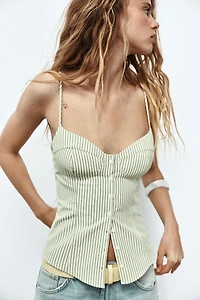 TOP STYLE CORSET À BRETELLES ET RAYURES