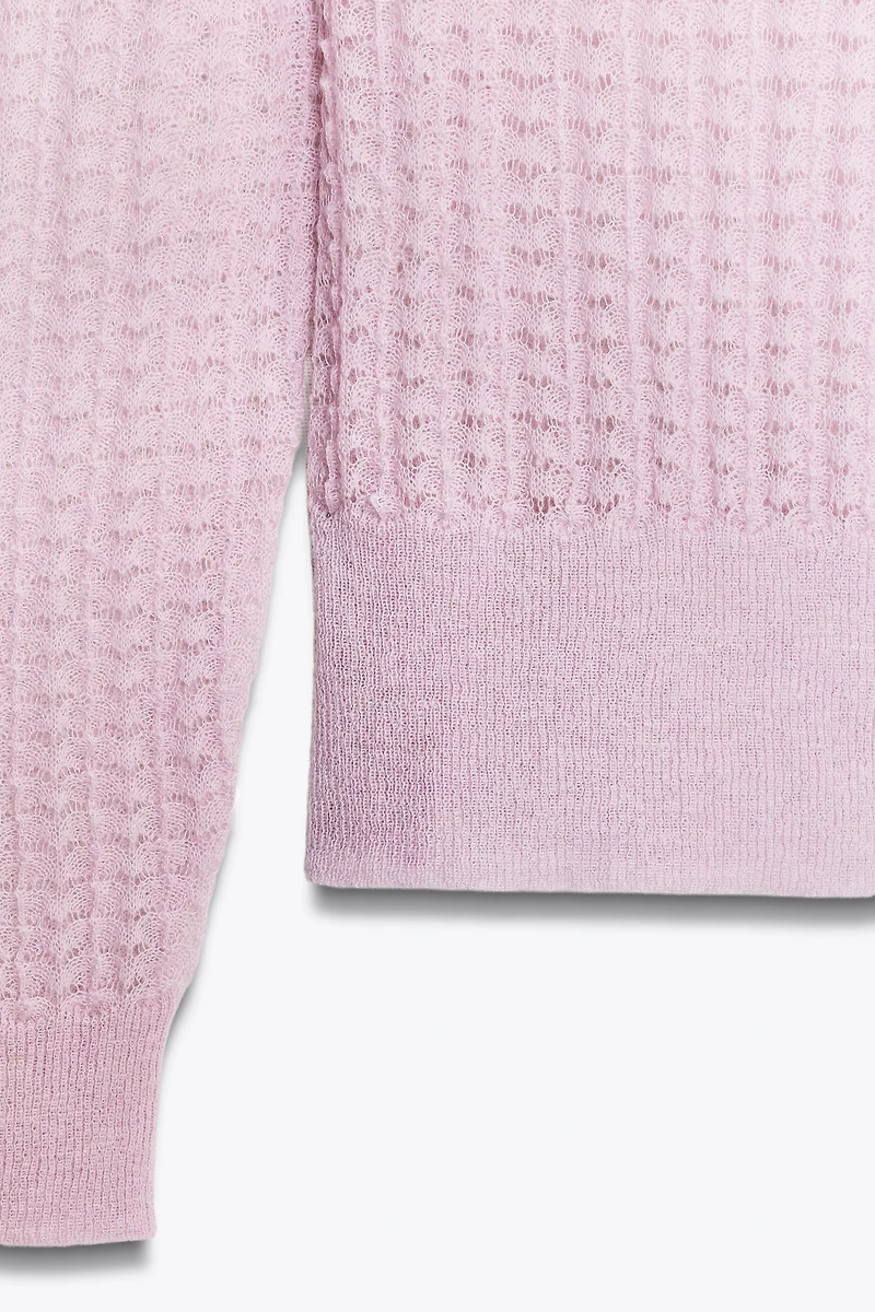 POINTELLE KNIT WOOL AND ALPACA SWEATER