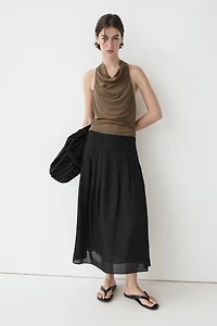 Jupe midi fluide avec détails de pinces