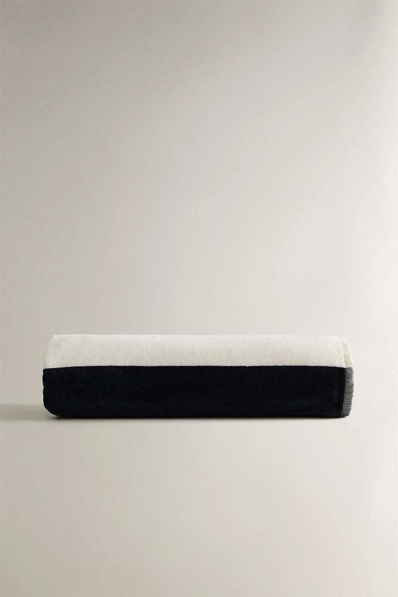 SERVIETTE DE PLAGE VELOURS RAYURES LARGES