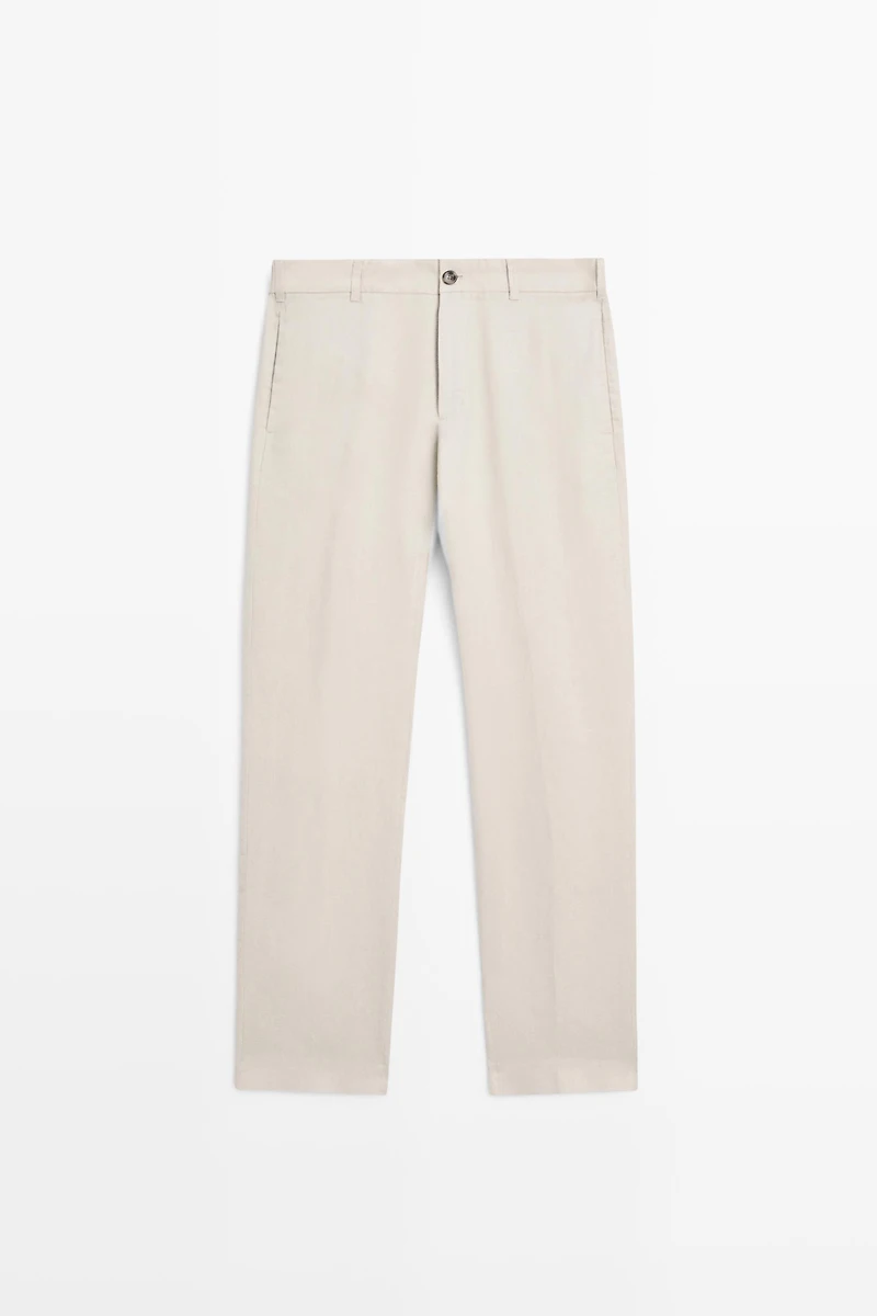 Tapered fit linen trousers