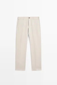 Tapered fit linen trousers