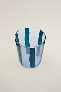 GLASS TUMBLER WITH LINE DESIGN