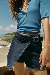 Z1975 WRAP DENIM SKORT WITH BUCKLE