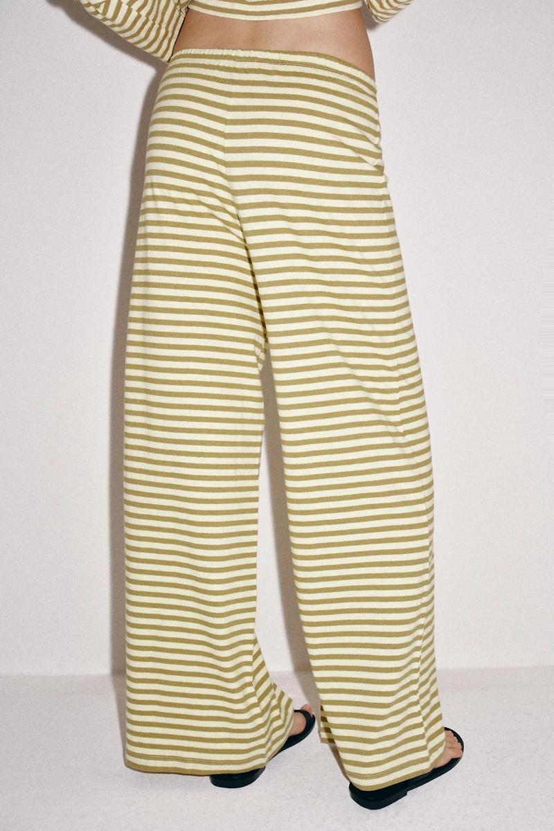 STRIPED COTTON AND LINEN PANTS