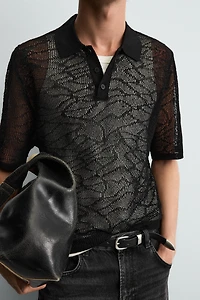 OPEN-KNIT POLO SHIRT