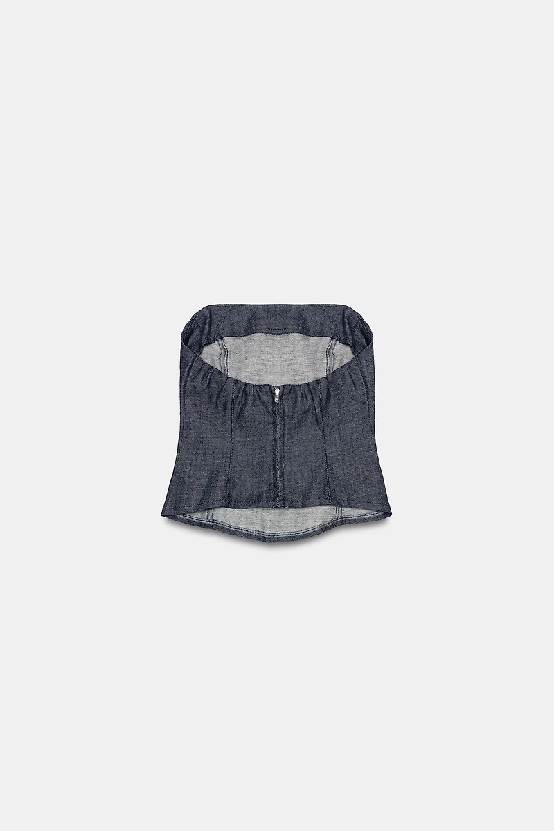TOP DENIM TRF BUSTIER