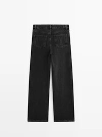 High-waist straight-leg jeans